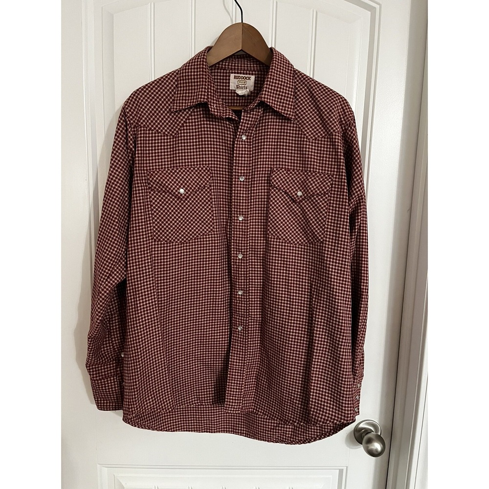 Men's Vintage Ruddock Western Shirt with Pearl Snaps  16 - 1/2 - 35 Plaid 006‎